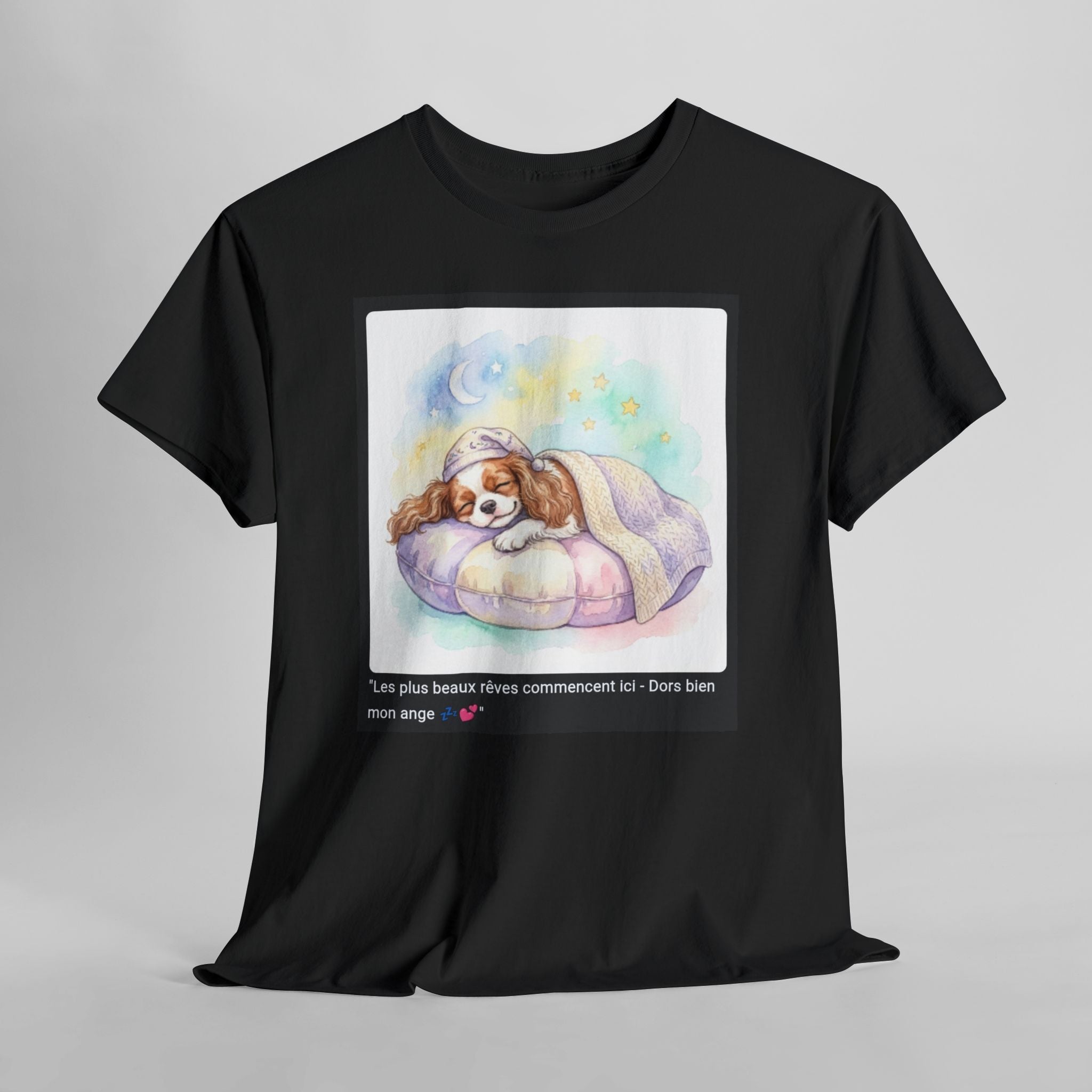 👕 T-SHIRT CAVALIER KING CHARLES - Design Cocooning Doux  💤 "Les plus beaux rêves commencent ici" - Porte la sérénité